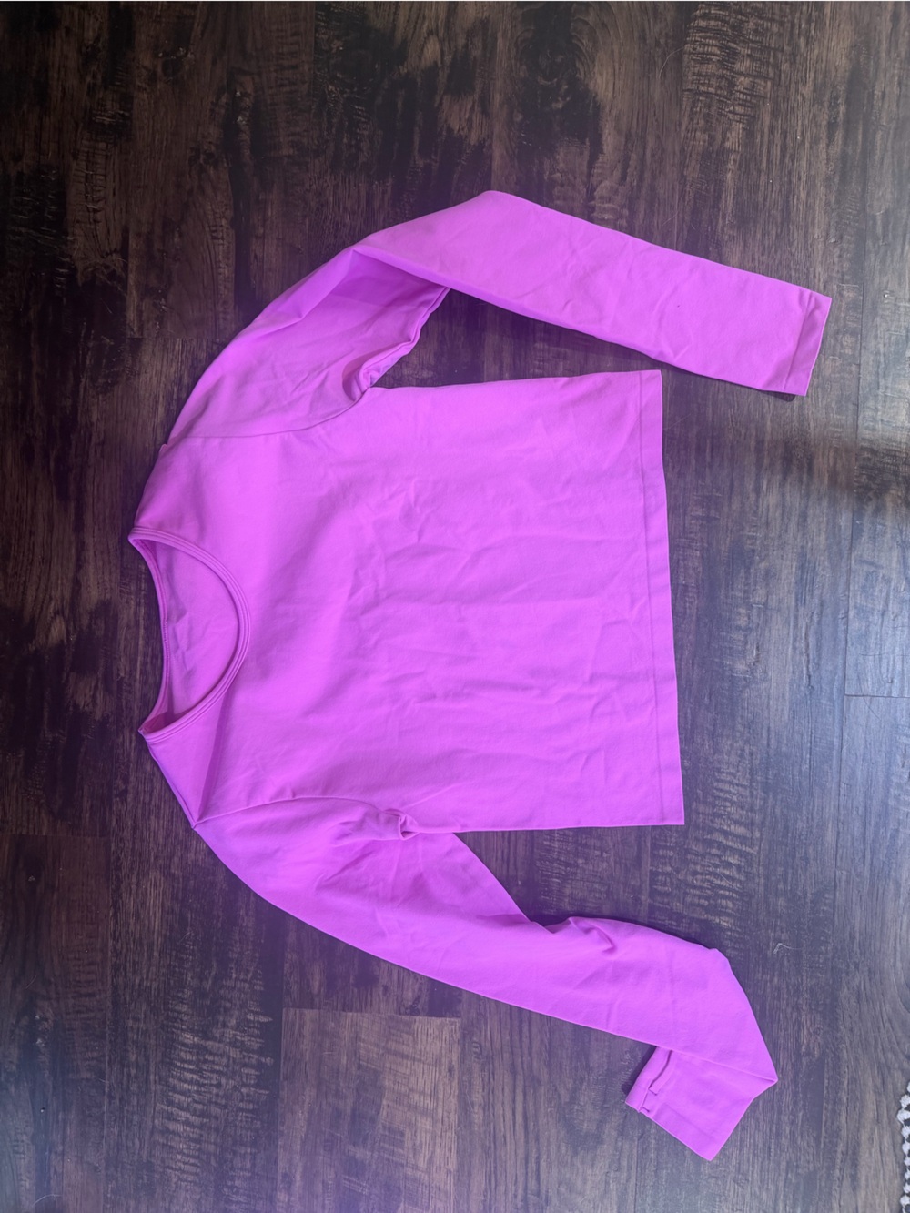 Bright Pink Long Sleeve Crewneck crop Top